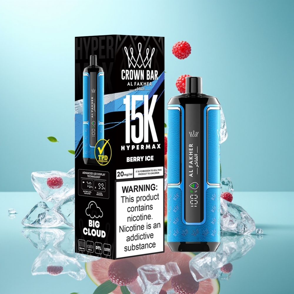 Al Fakher Crown Bar 15K Hypermax 22ml 15K Puffs Berry Ice