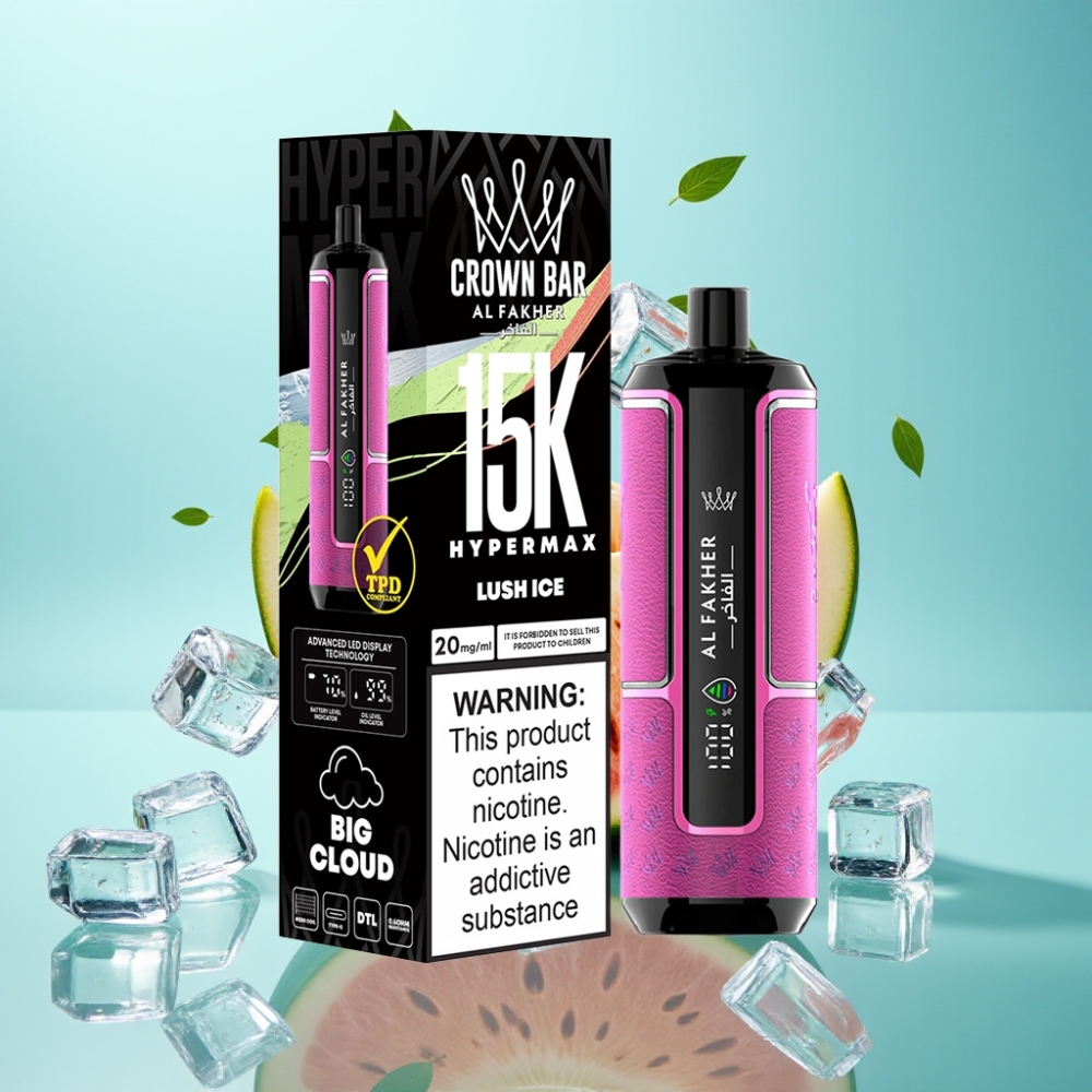 Al Fakher Crown Bar 15K Hypermax DTL 22ml 15K Puffs Luch Ice