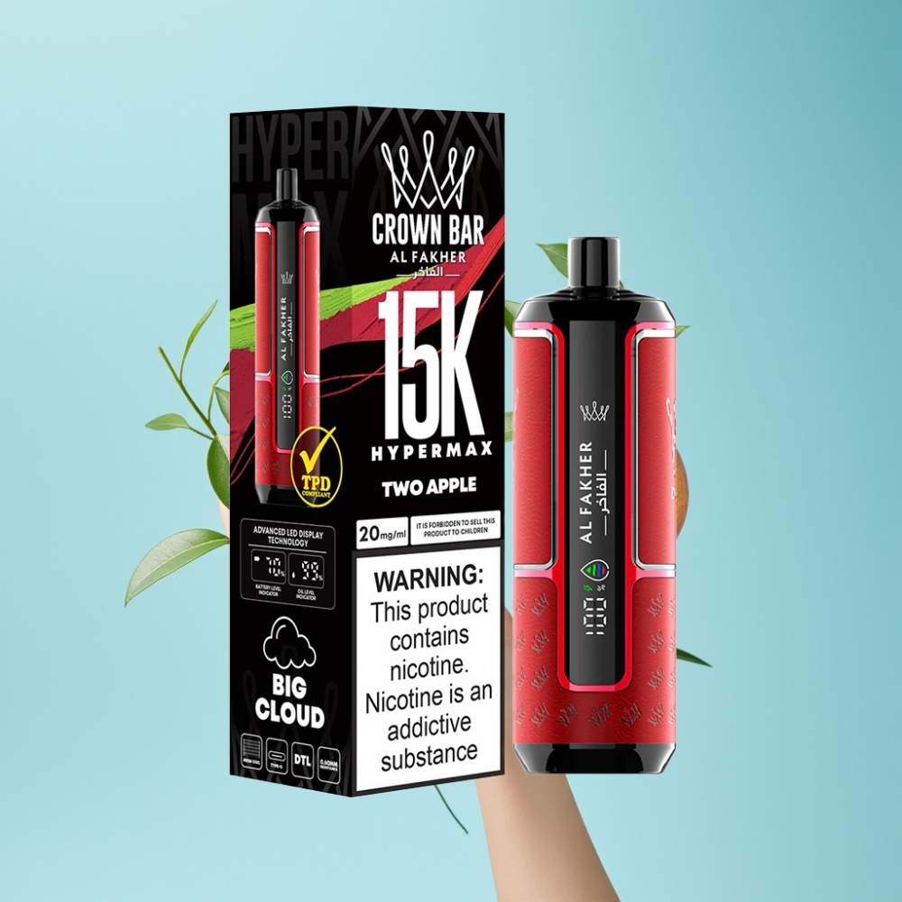 Al Fakher Crown Bar 15K Hypermax Disposable - 22ml 15K Puffs Two Apple