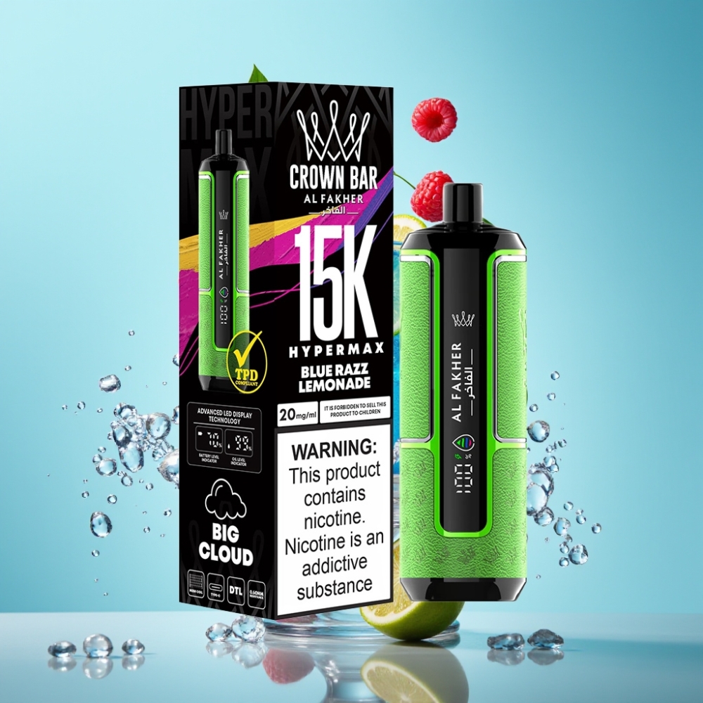 Al Fakher Crown Bar 15K Hypermax Disposable - Blue Razz Lemonade 22ml 15K Puffs