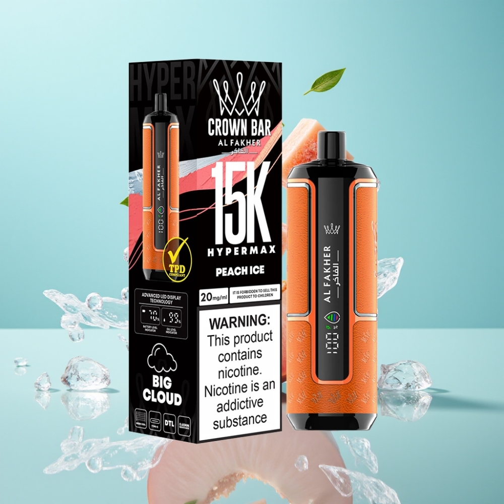 Al Fakher Crown Bar 15K Hypermax Disposable 22ml 15K Puffs Peach Ice