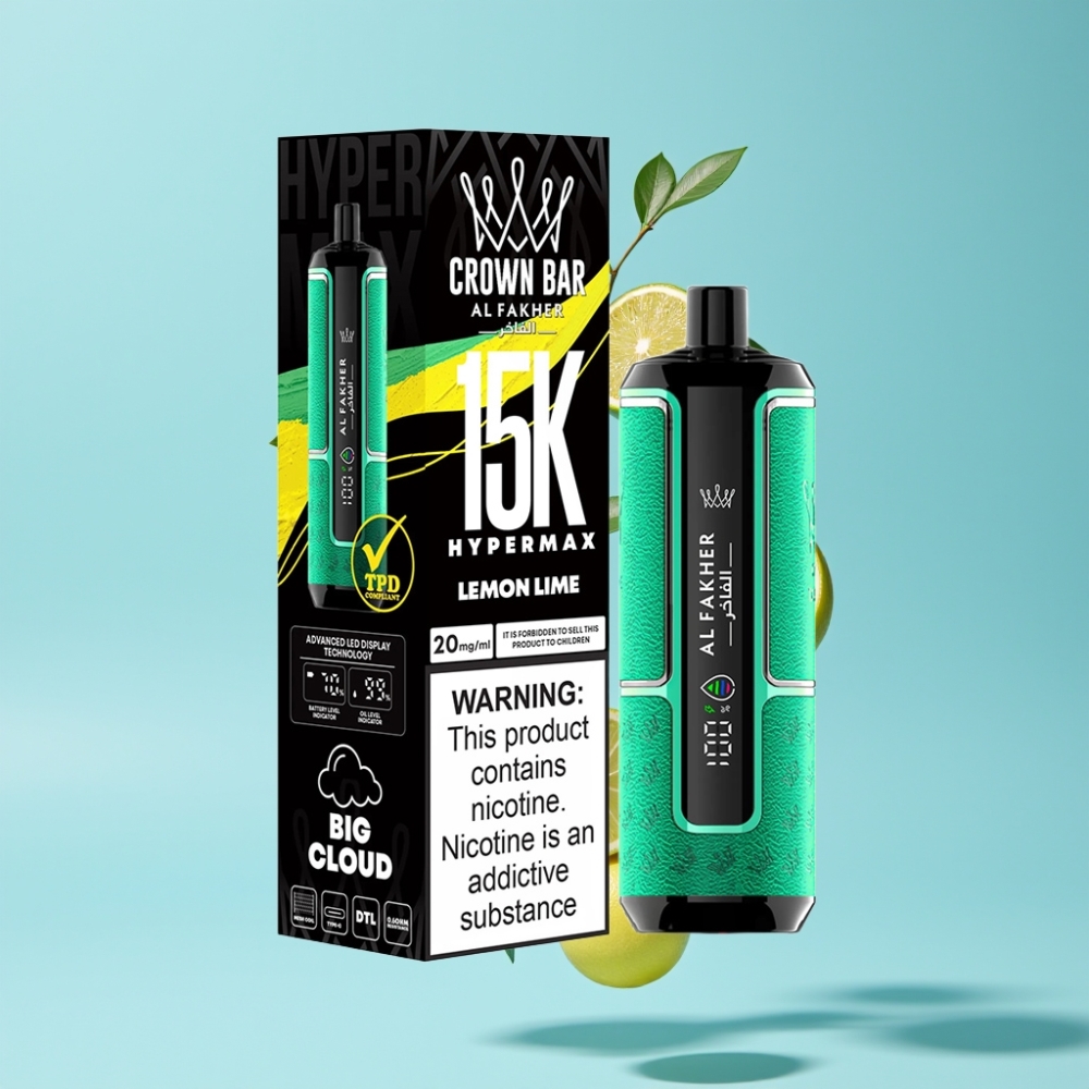 Al Fakher Crown Bar 15K Hypermax Disposable Vape - Lemon Lime 22mL 15K Puffs