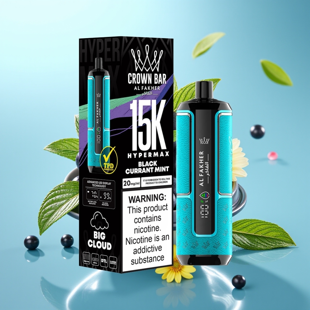 Al Fakher Crown Bar 15K Hypermax Disposable Vape Kit - Blackcurrant Mint 22ml 15K Puffs