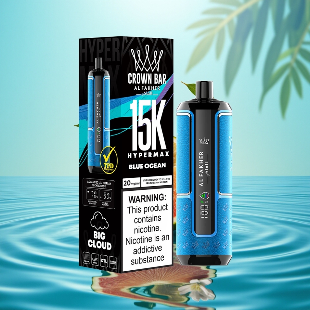 Al Fakher Crown Bar 15K Hypermax Disposable Vape Kit Blue Ocean - 22ml 15K Puffs