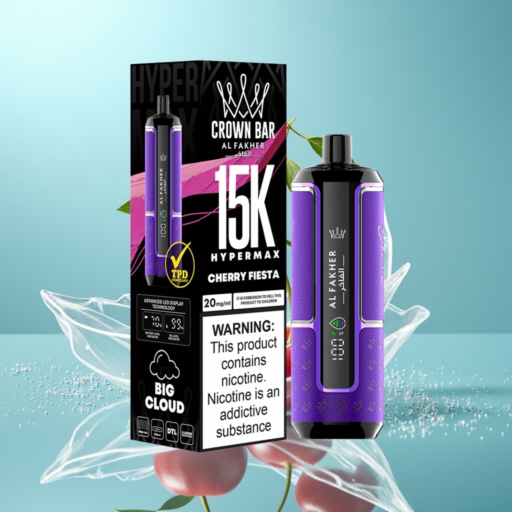 Al Fakher Crown Bar 15K Hypermax Disposable Vape Kit Cherry Fiesta - 22ml 15K Puffs DTL