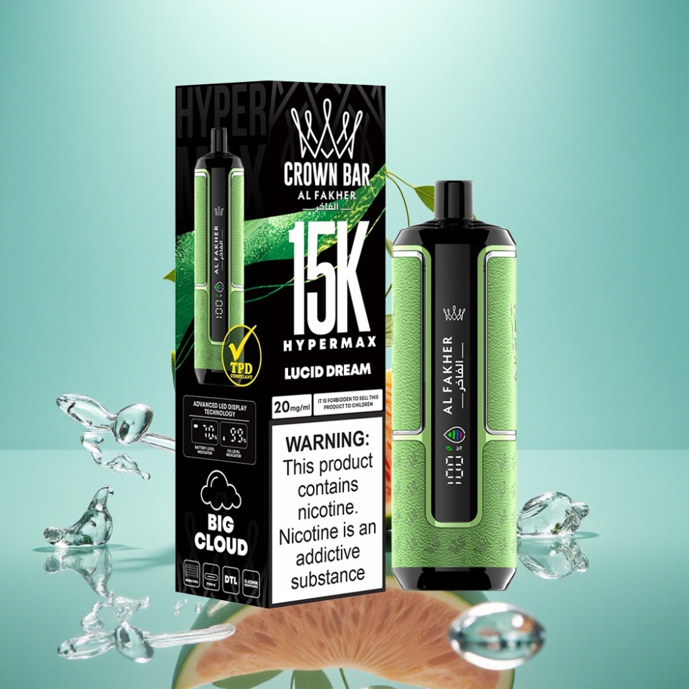 Al Fakher Crown Bar 15K Hypermax Disposable Vape Kit Lucid Dream 22ml 15K Puffs