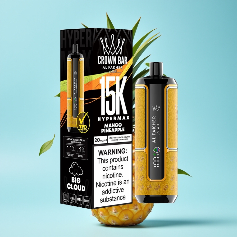 Al Fakher Crown Bar 15K Hypermax Disposable Vape Kit Mango Pineapple - 22ml 15K Puffs 6mg