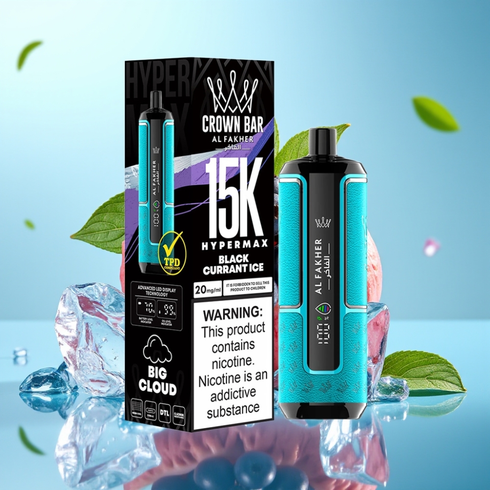 Al Fakher Crown Bar 15K Hypermax Disposable – 22ml 15K Puffs Blackcurrant Ice