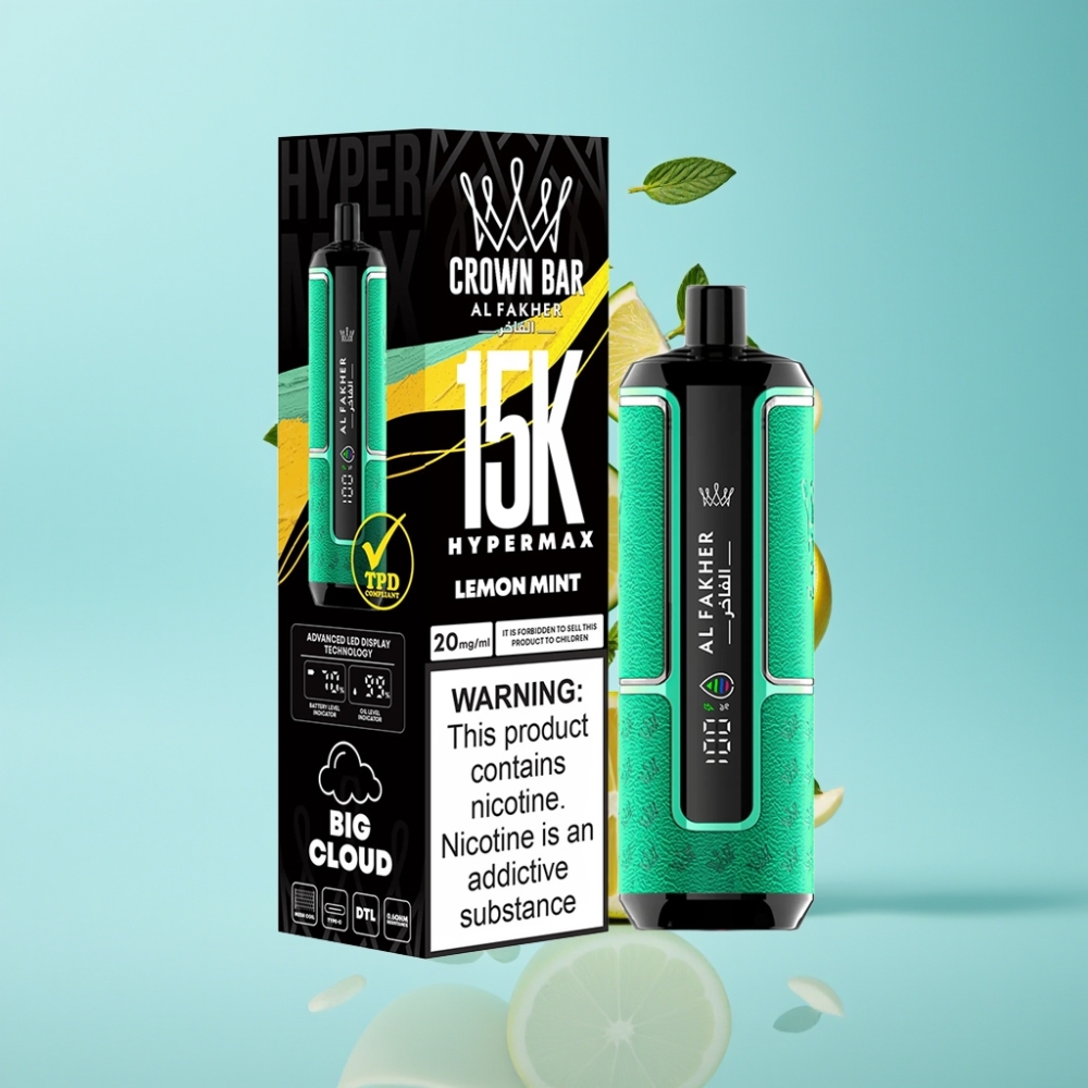 Al Fakher Crown Bar 15K Hypermax Disposable – Lemon Mint 22ml 15K Puffs