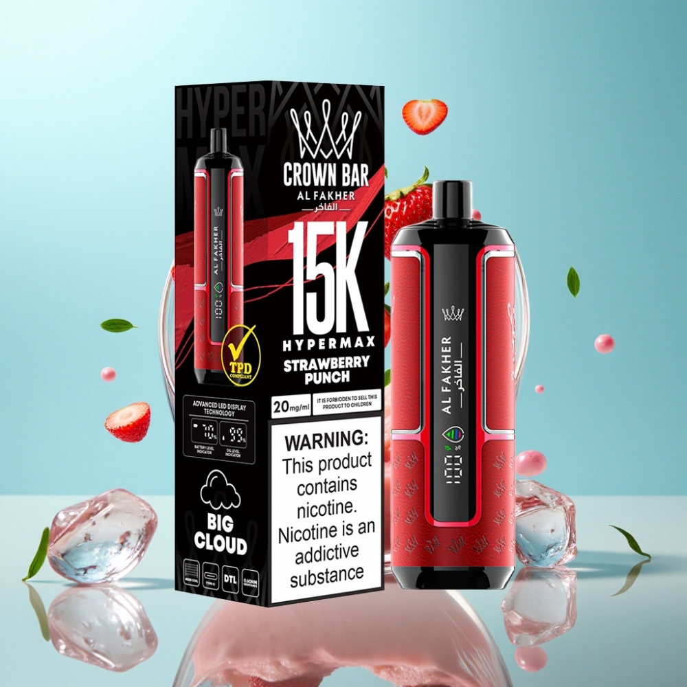Al Fakher Crown Bar 15K Hypermax Strawberry Punch 22mL 15K Puffs 6mg