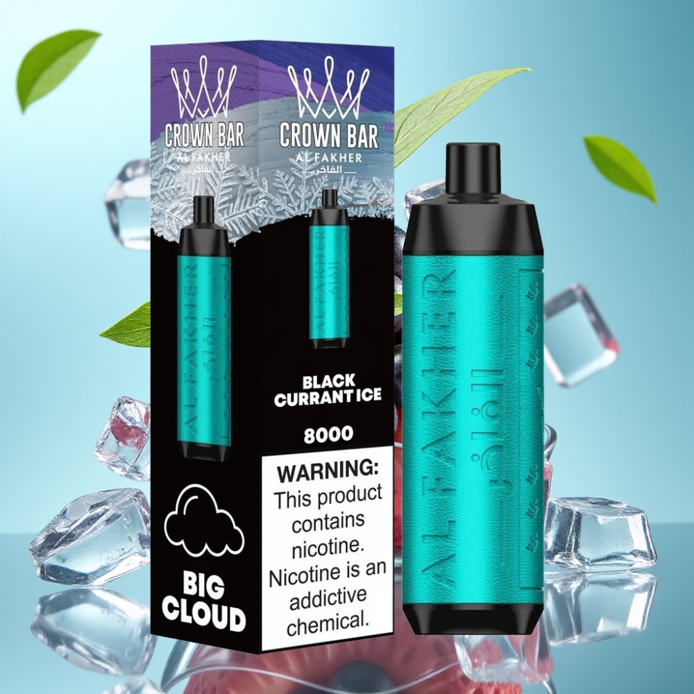 Al Fakher Crown Bar 8000 Crystal Disposable Vape Black Currant Ice – 18mL 5mg 8000 Puffs