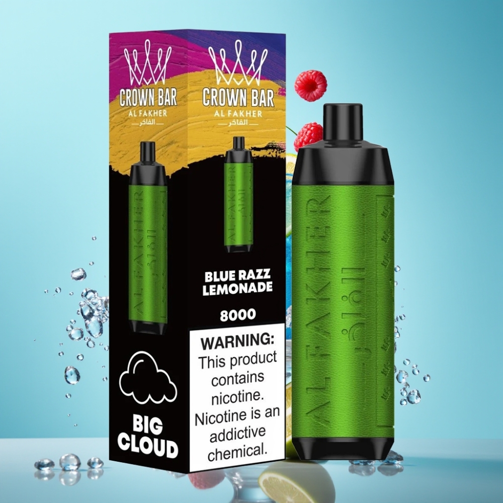 Al Fakher Crown Bar 8000 Crystal Disposable Vape Blue Razz Lemonade 18ml 8000 Puffs USB-C