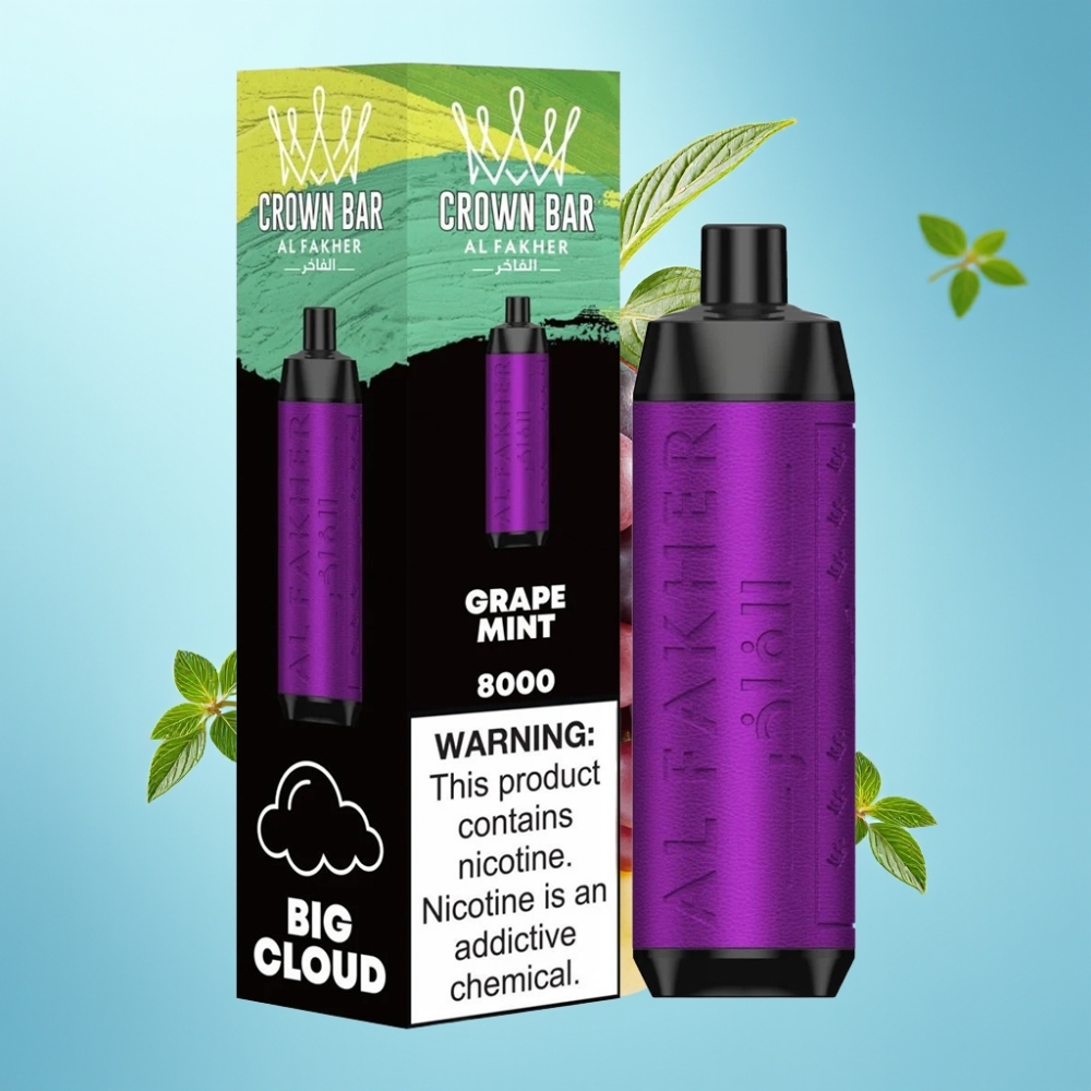 Al Fakher Crown Bar 8000 Crystal Disposable Vape Grape Mint – 18ml 5mg 8000 Puffs