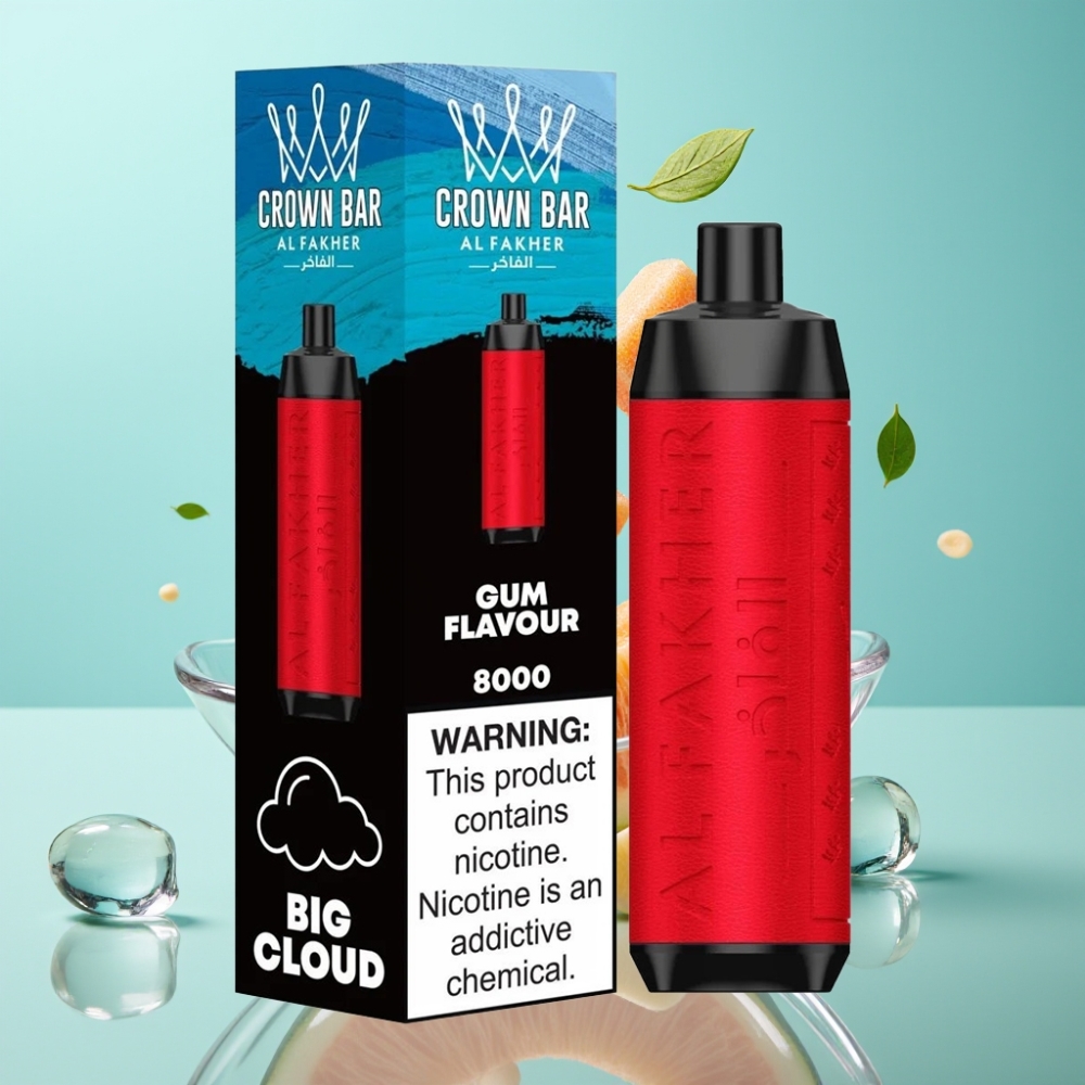 Al Fakher Crown Bar 8000 Crystal Disposable Vape Gum Flavour 18mL 5mg 8000 Puffs