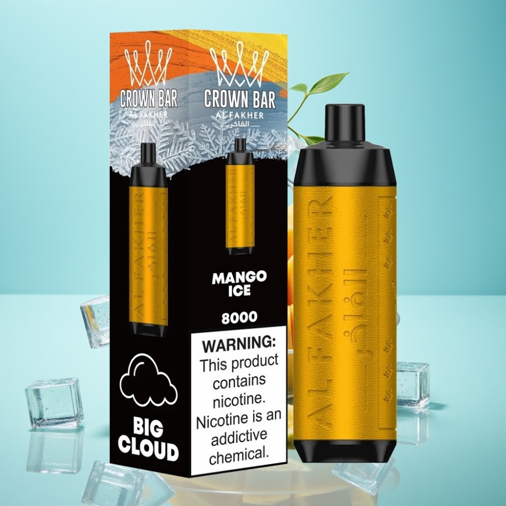 Al Fakher Crown Bar 8000 Crystal Disposable Vape Mango Ice - 18mL/5mg/8000 Puffs