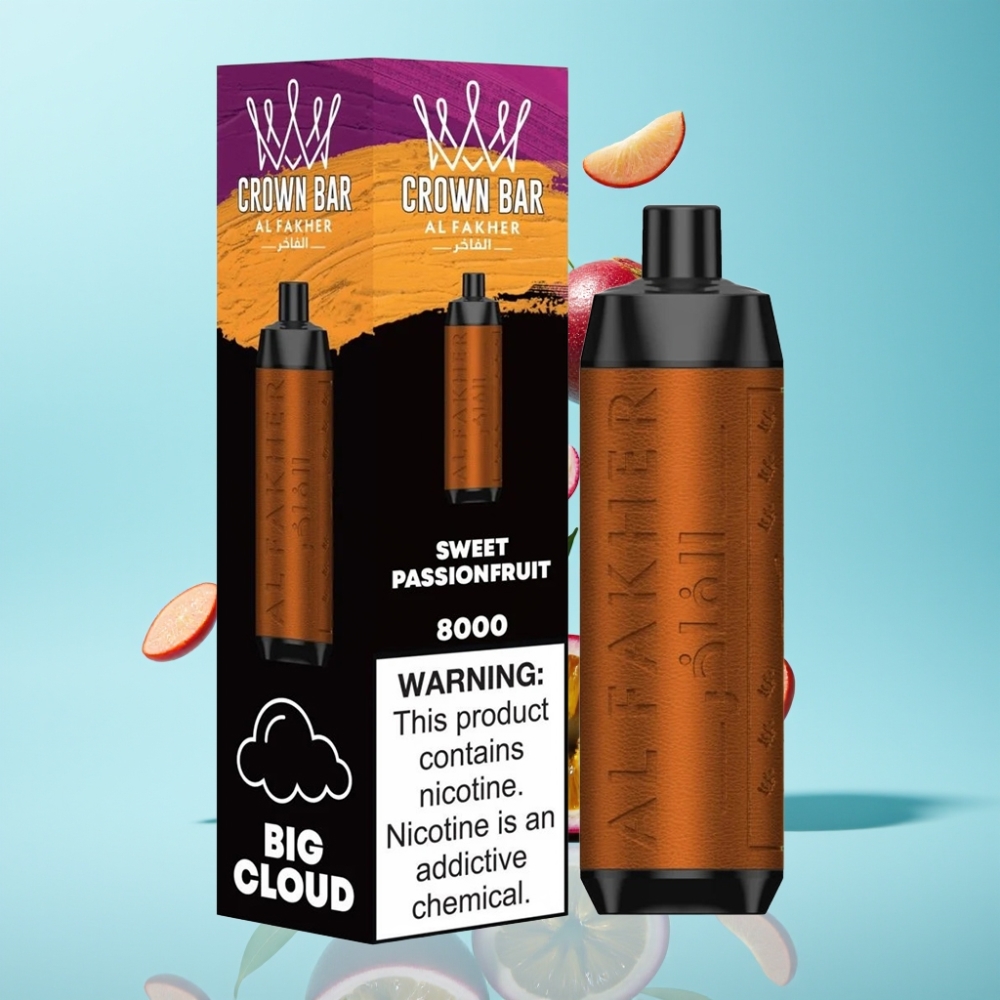 Al Fakher Crown Bar 8000 Crystal Disposable Vape Sweet Passionfruit – 18ml/5mg/8000 Puffs