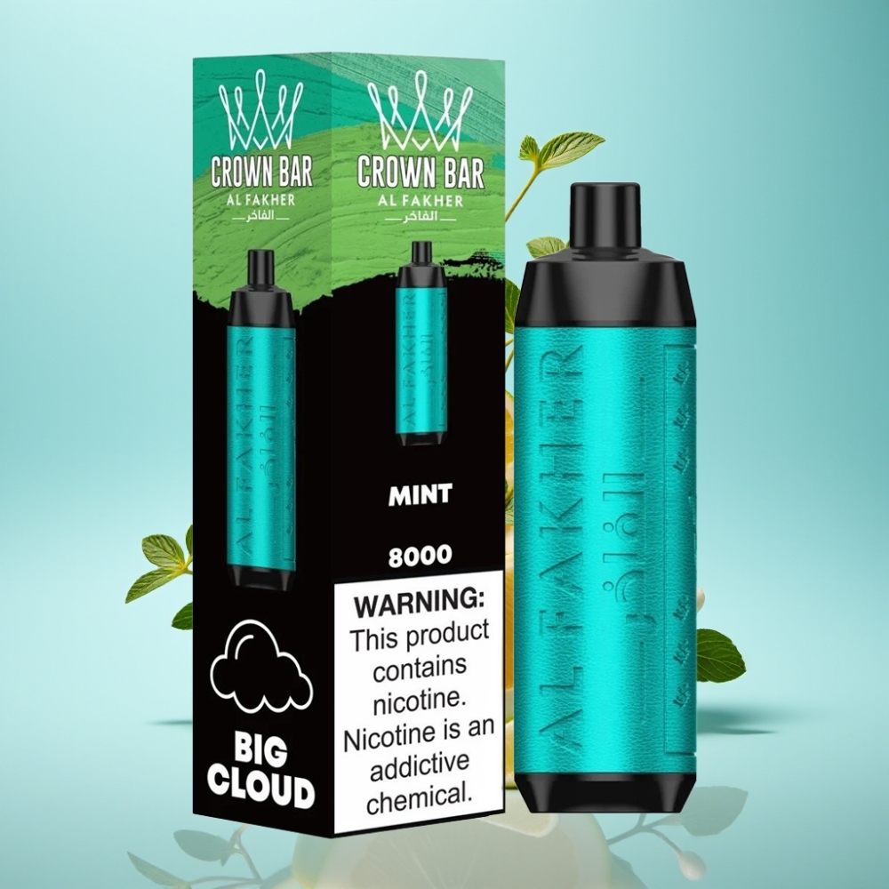 Al Fakher Crown Bar 8000 Crystal Mint Disposable Vape - 18ml 8000 Puffs USB-C
