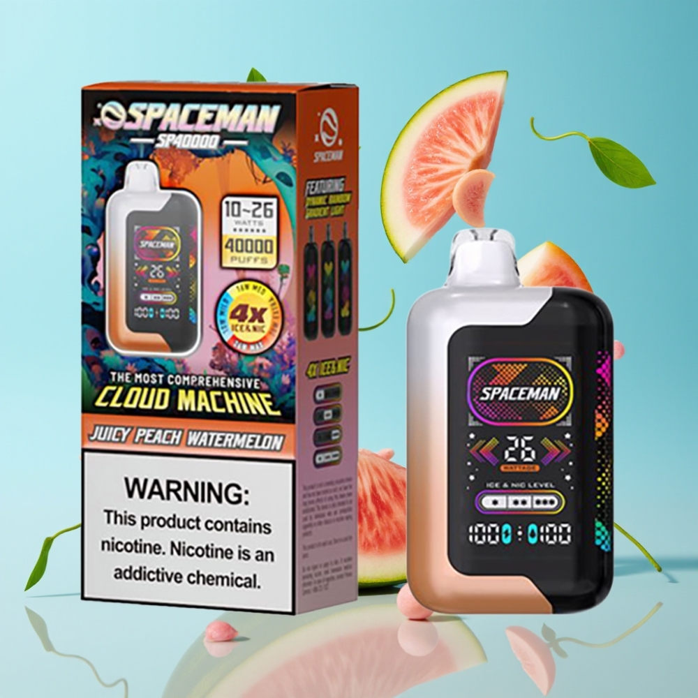 SMOK SPACEMAN SP40000 Zero Nicotine Disposable Vape - 20ml 1000mAh Juicy Peach Watermelon 40000 Puffs