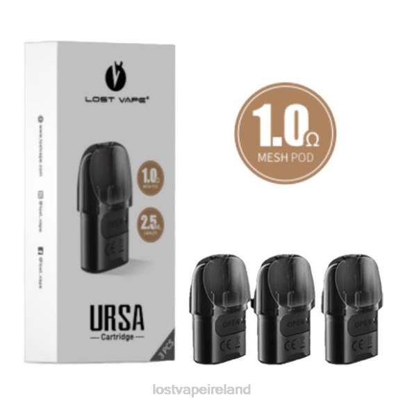 4042G124 Lost Vape URSA Replacement Pods | 2.5mL (3-Pack) Black 1.ohm - Lost Vape Dublin