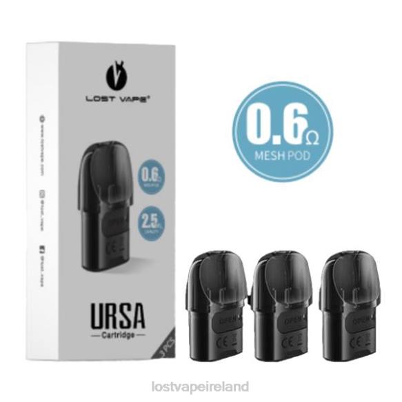 4042G6 Lost Vape URSA Replacement Pods | 2.5mL (3-Pack) Black 0.6ohm - Lost Vape Ireland